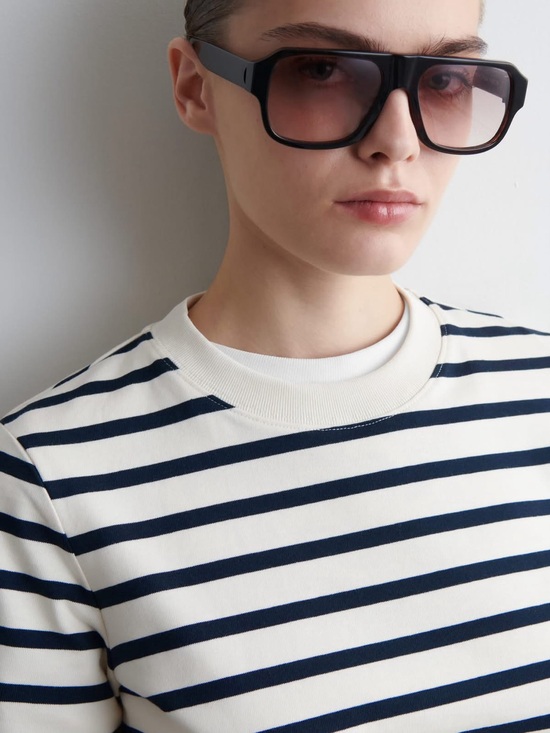 COS Tops - COS Navy and White Striped Crew Top